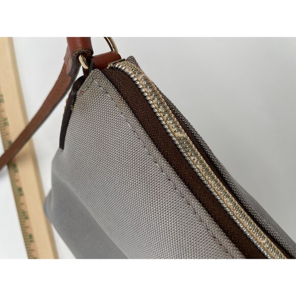 Dooney & Bourke Womens Pouchette Nylon Crossbody Bag Purse Gray Leather Brown - Picture 14 of 16